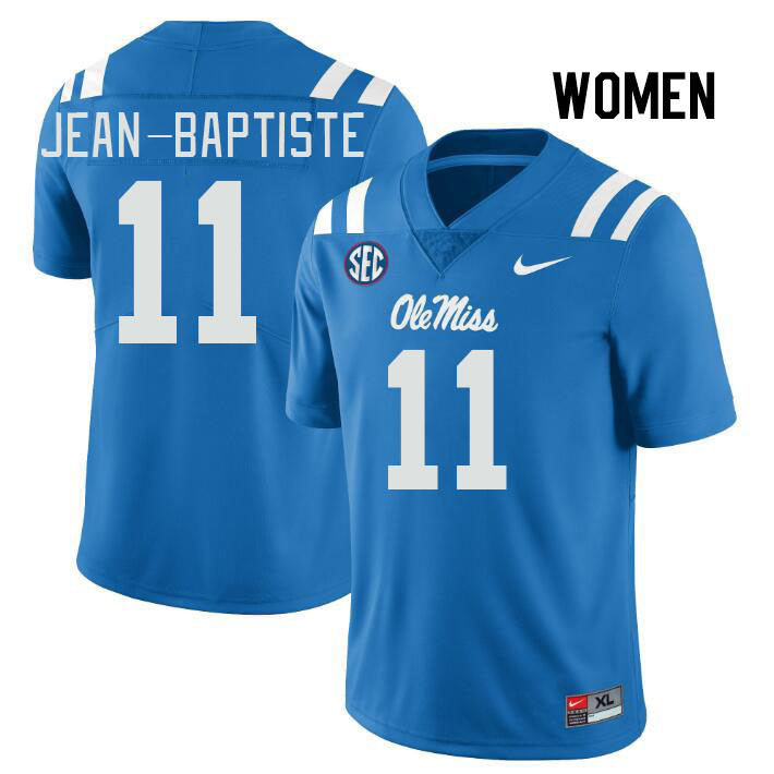 Women #11 Jeremiah Jean-Baptiste Ole Miss Rebels College Football Jerseys Stitched Sale-Power Blue